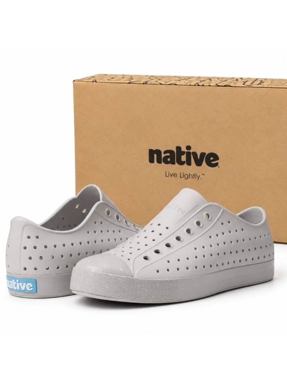 Native Jefferson Adults Unisex Slip-On Water Shoes Mist Grey Speckles M11 EVA